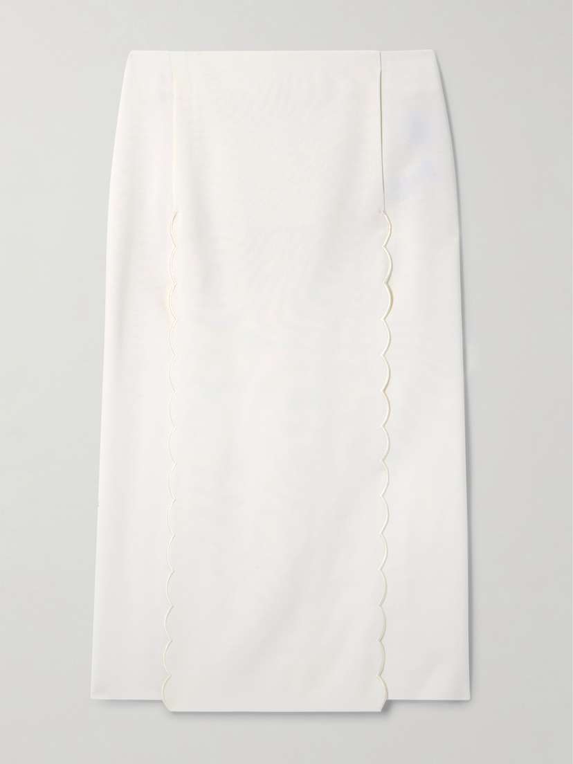 Chloé Scalloped Twill Midi Skirt