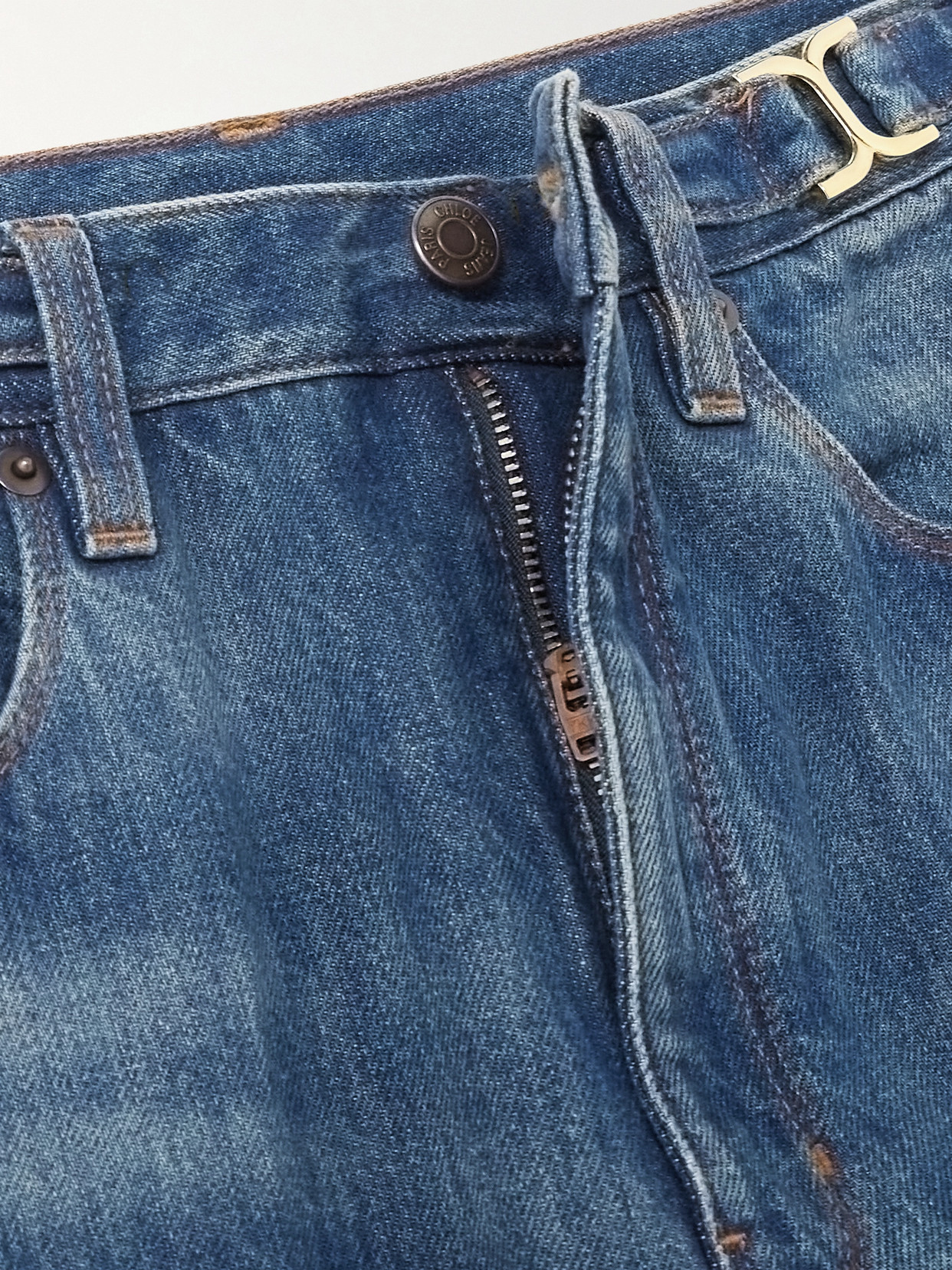 Chloé Embellished Mid-rise Straight-leg Organic Jeans In Blue