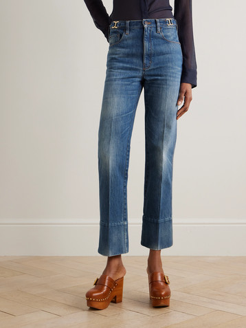 Chloé Embellished mid-rise straight-leg organic jeans
