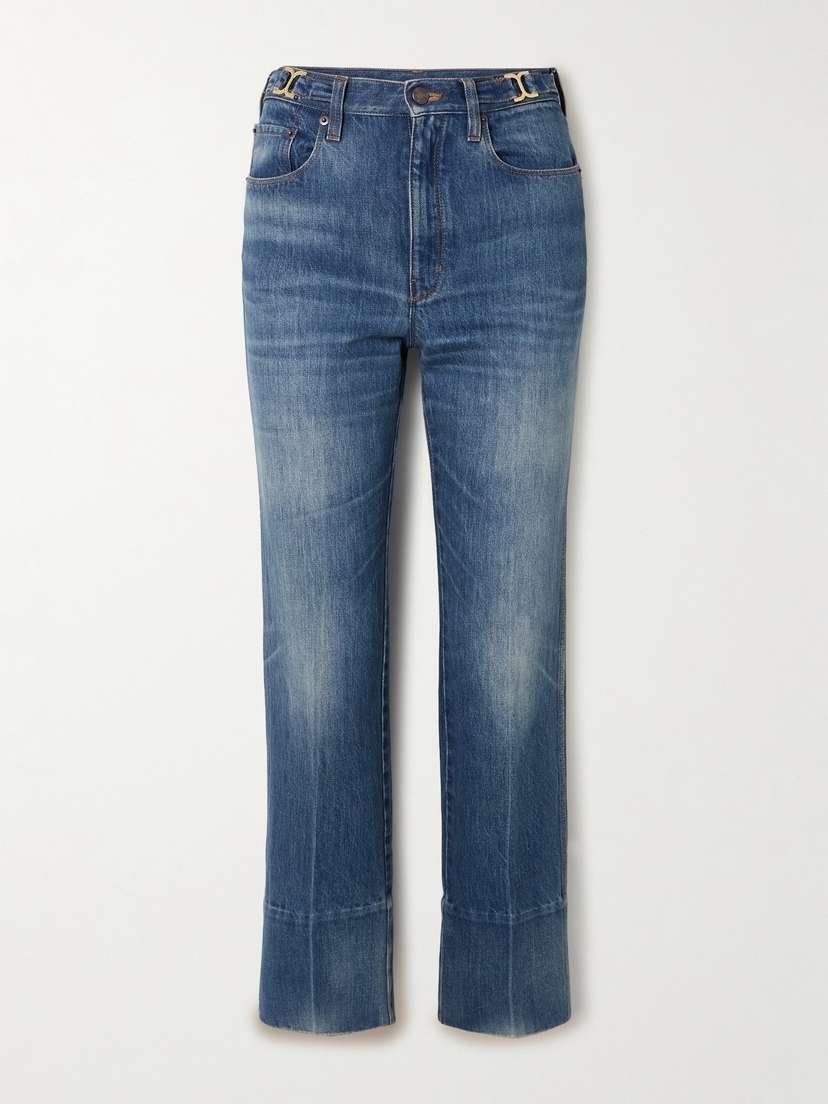 Chloé Embellished Mid-rise Straight-leg Organic Jeans