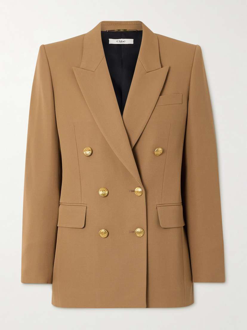 Chloé Double-breasted Grain De Poudre Wool Blazer