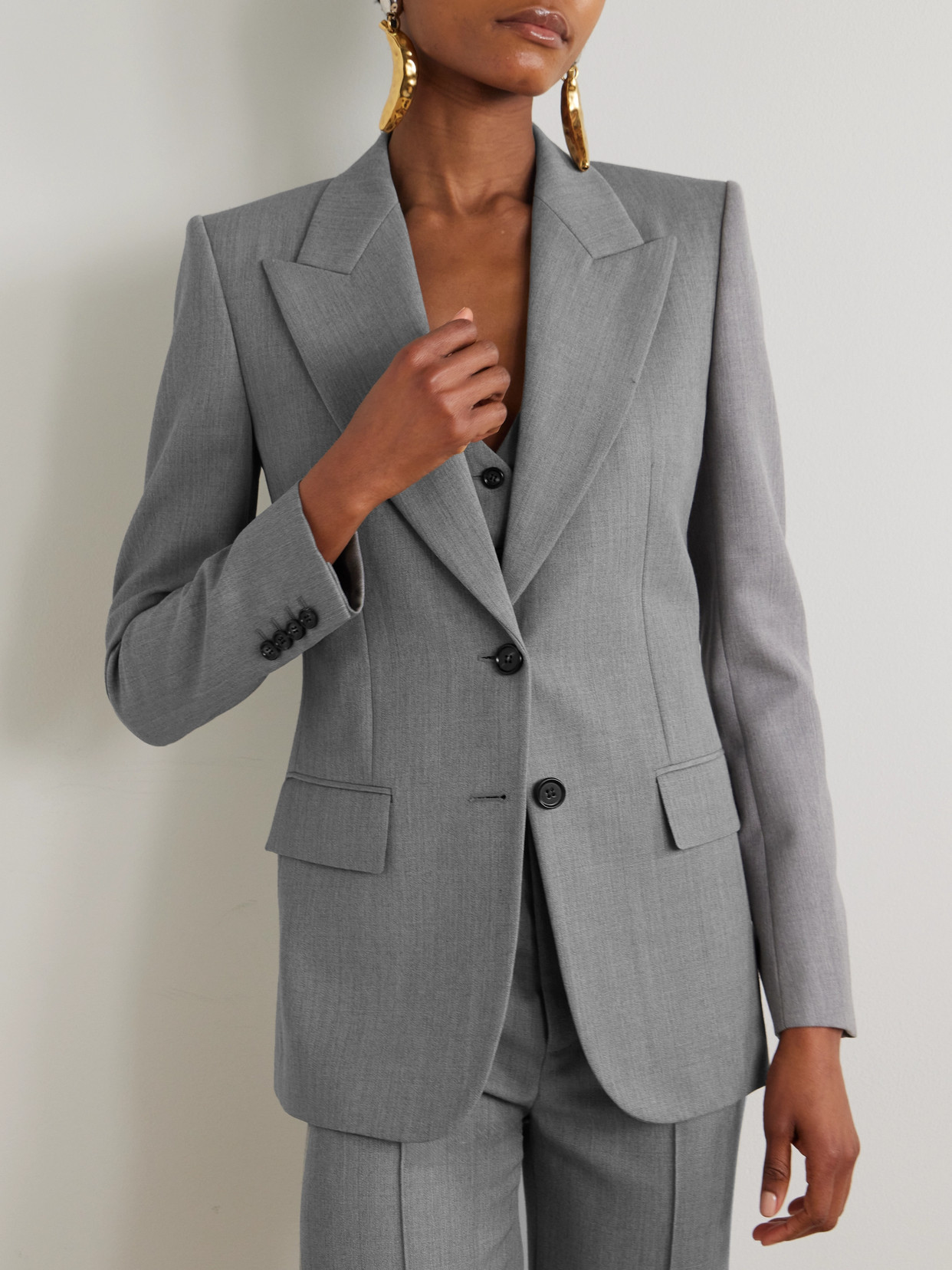Chloé Grain De Poudre Wool Blazer In Gray