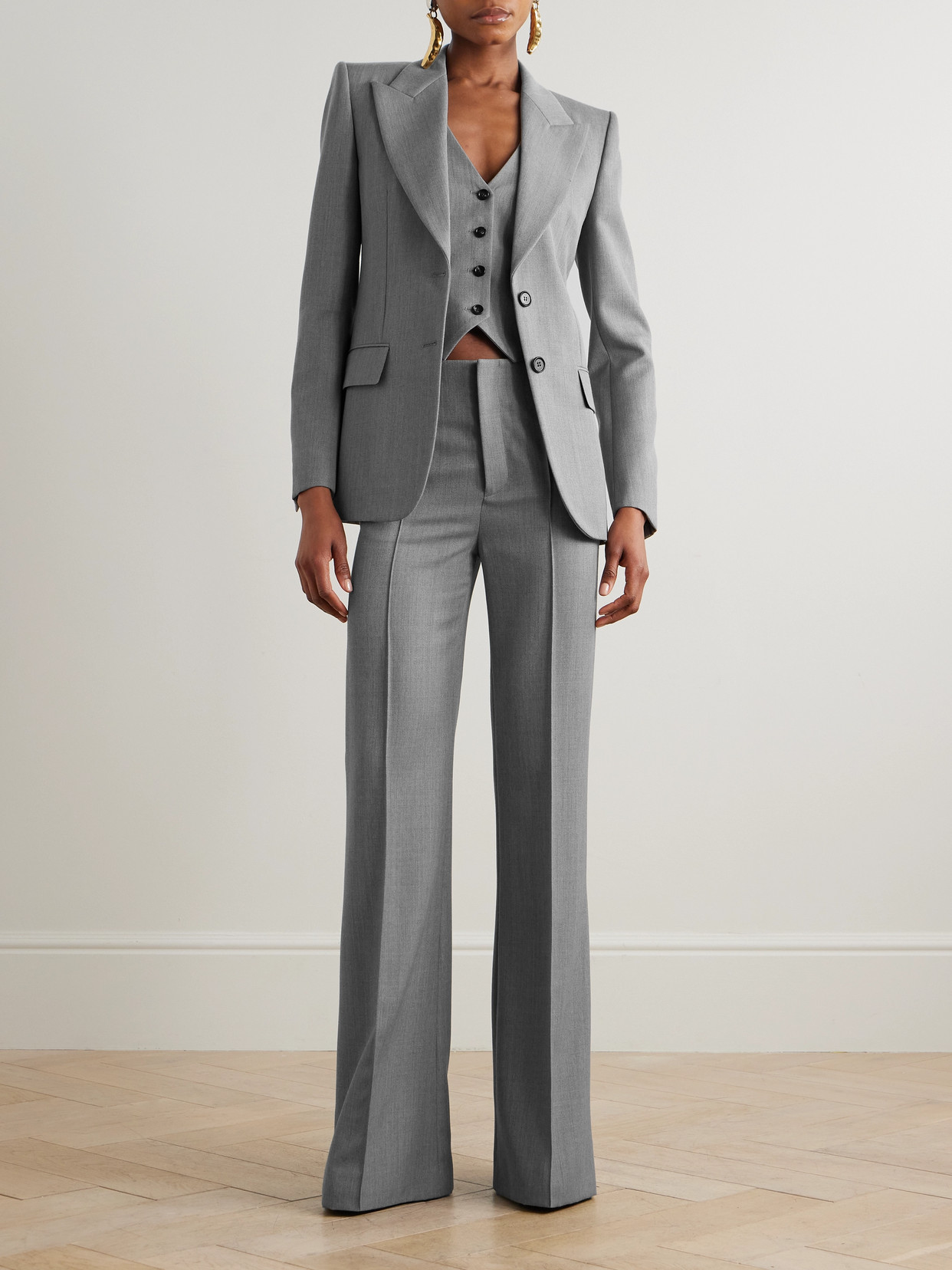 Chloé Grain De Poudre Wool Blazer In Gray
