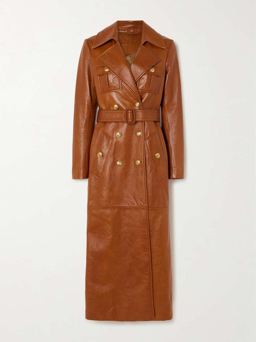 Chloé Leather Double-breasted Trench Coat