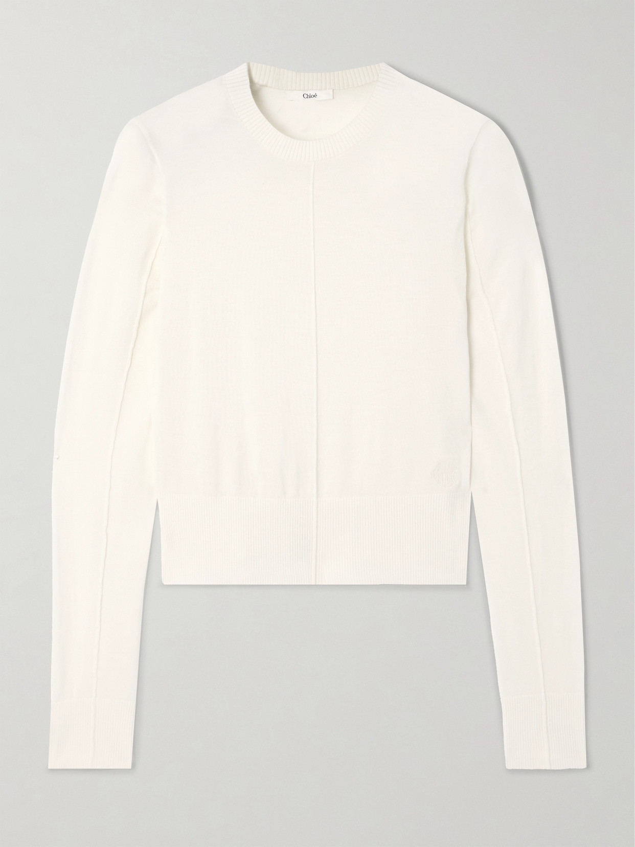 Chloé Embroidered Wool Jumper In White