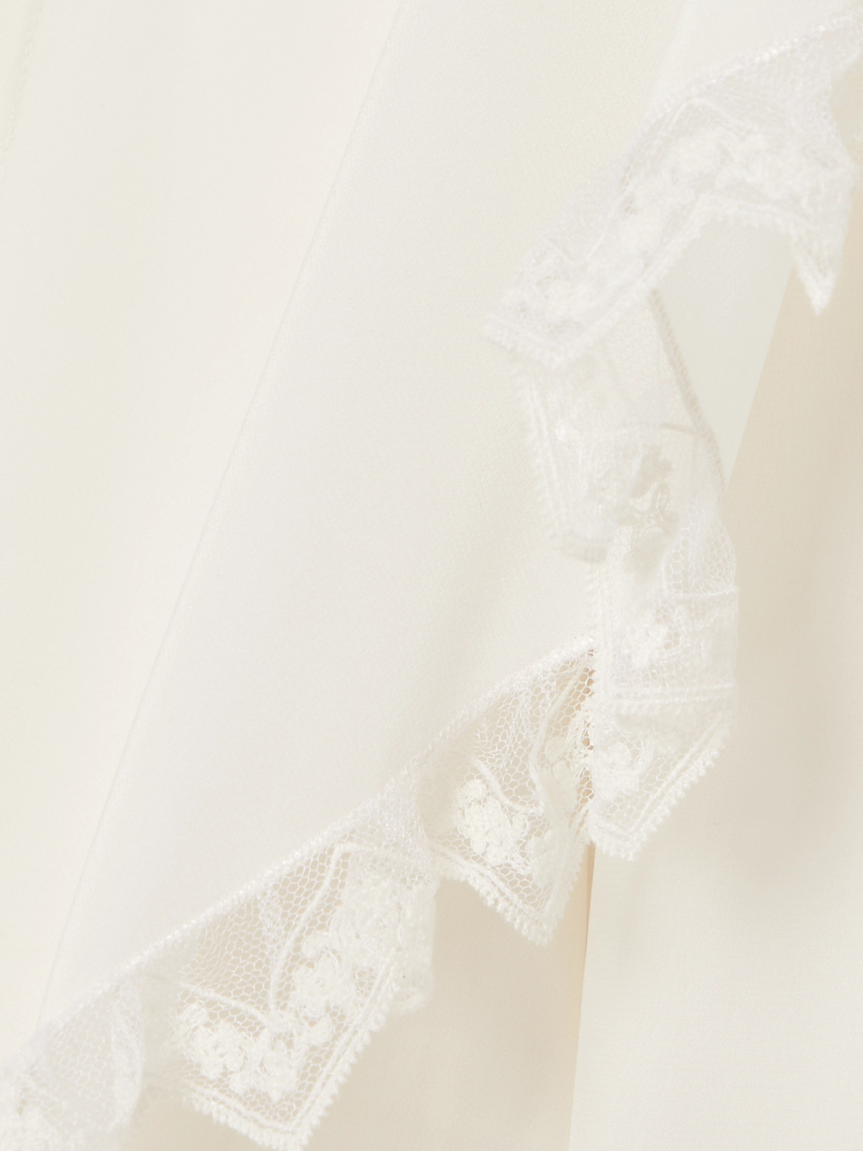 CHLOÉ LACE-TRIMMED DRAPED LAYERED SILK-CREPE DE CHINE SHIRT