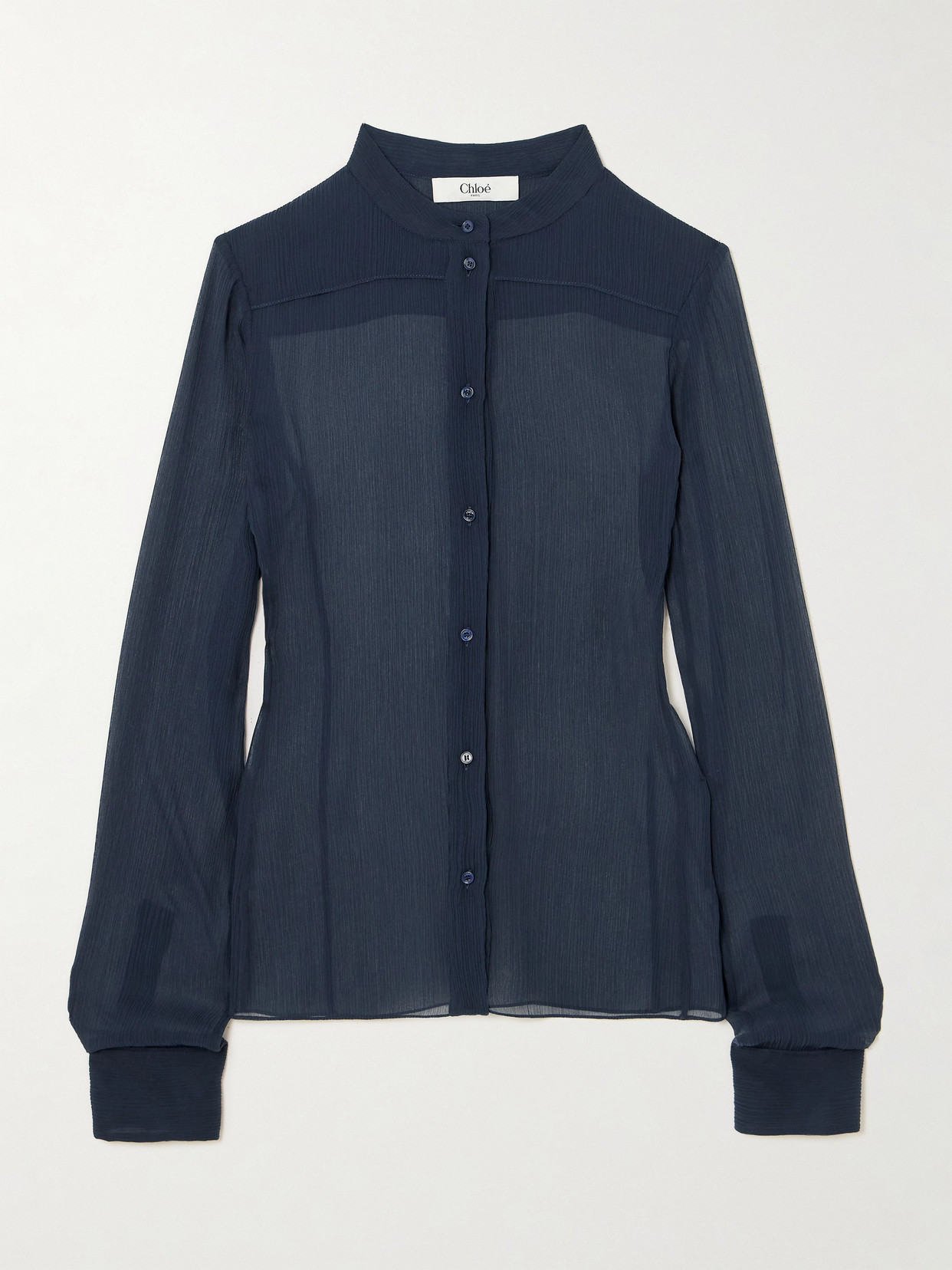 Chloé Silk-crepon Shirt In Blue