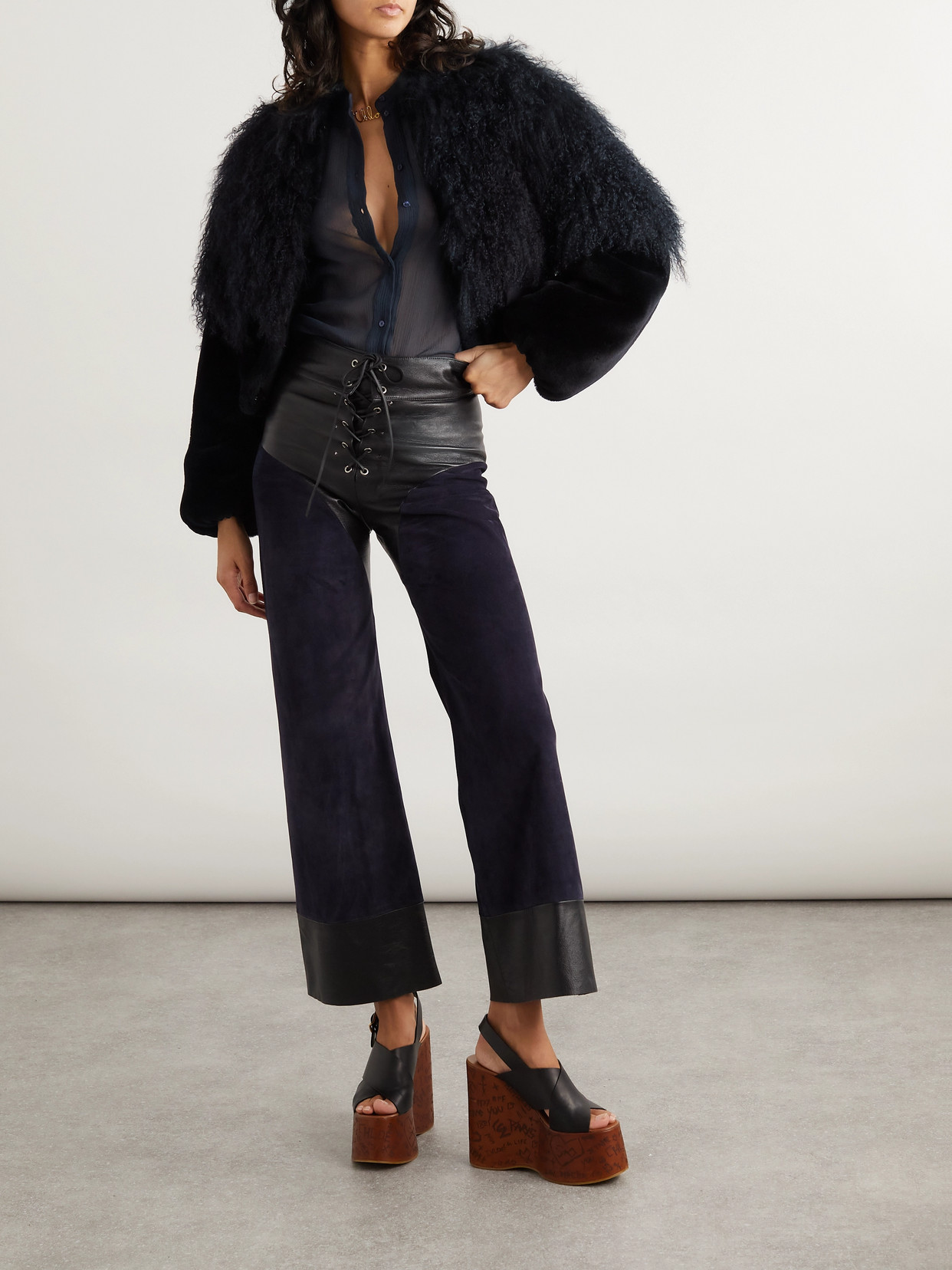 Chloé Silk-crepon Shirt In Blue