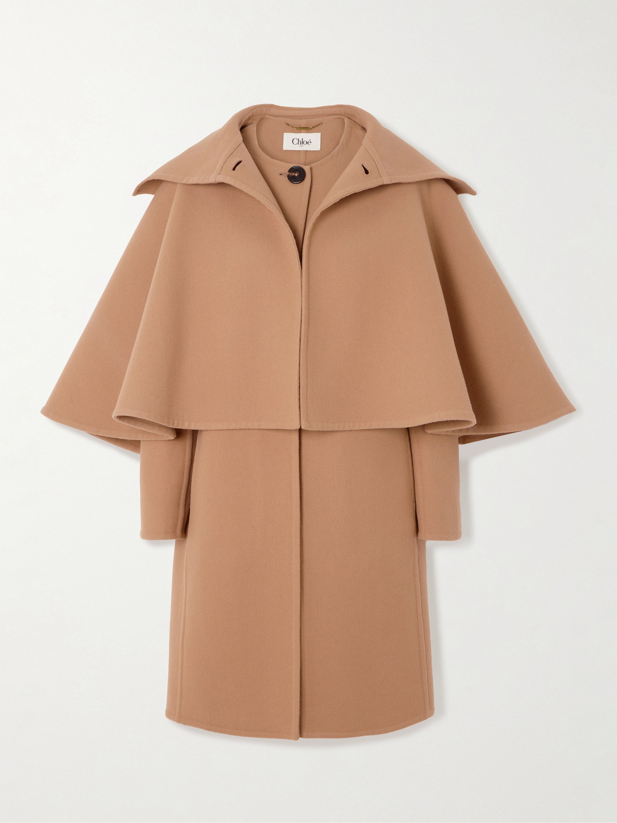 Chloé Cape-effect Layered Wool And Cashmere-blend Coat In Brown
