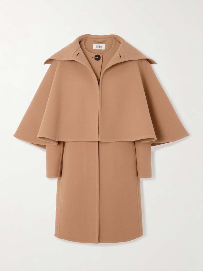 Chloé Cape-effect Layered Wool And Cashmere-blend Coat