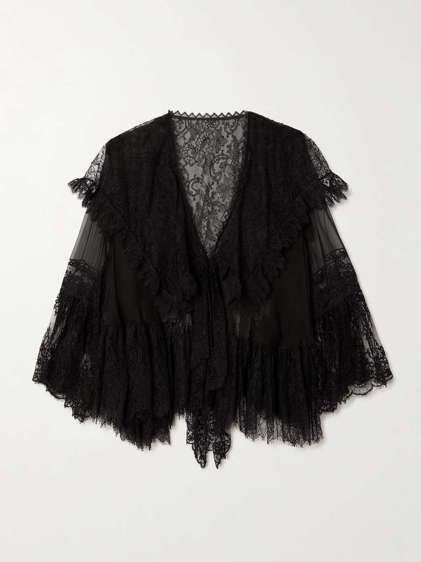 Chloé Lace-trimmed Embroidered Silk-chiffon Blouse