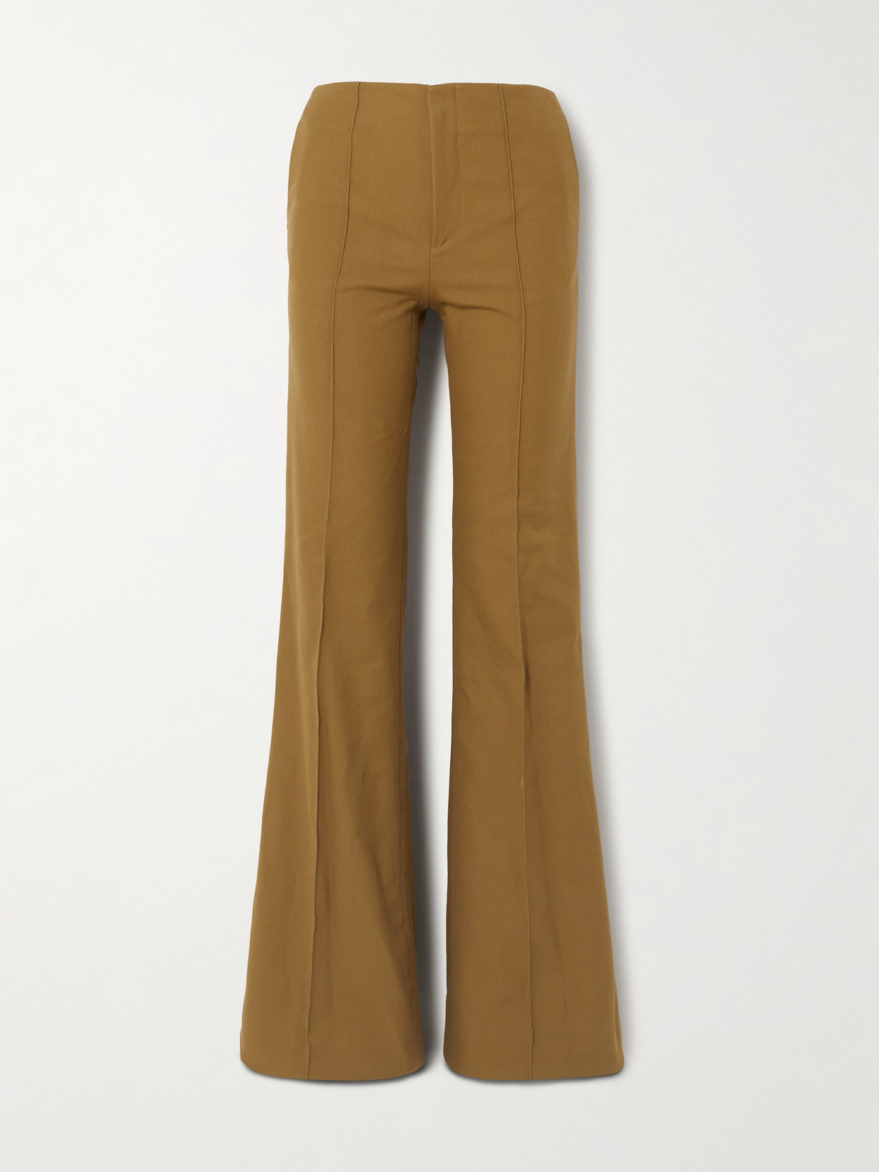Chloé Cotton-drill Flared Pants In Gold