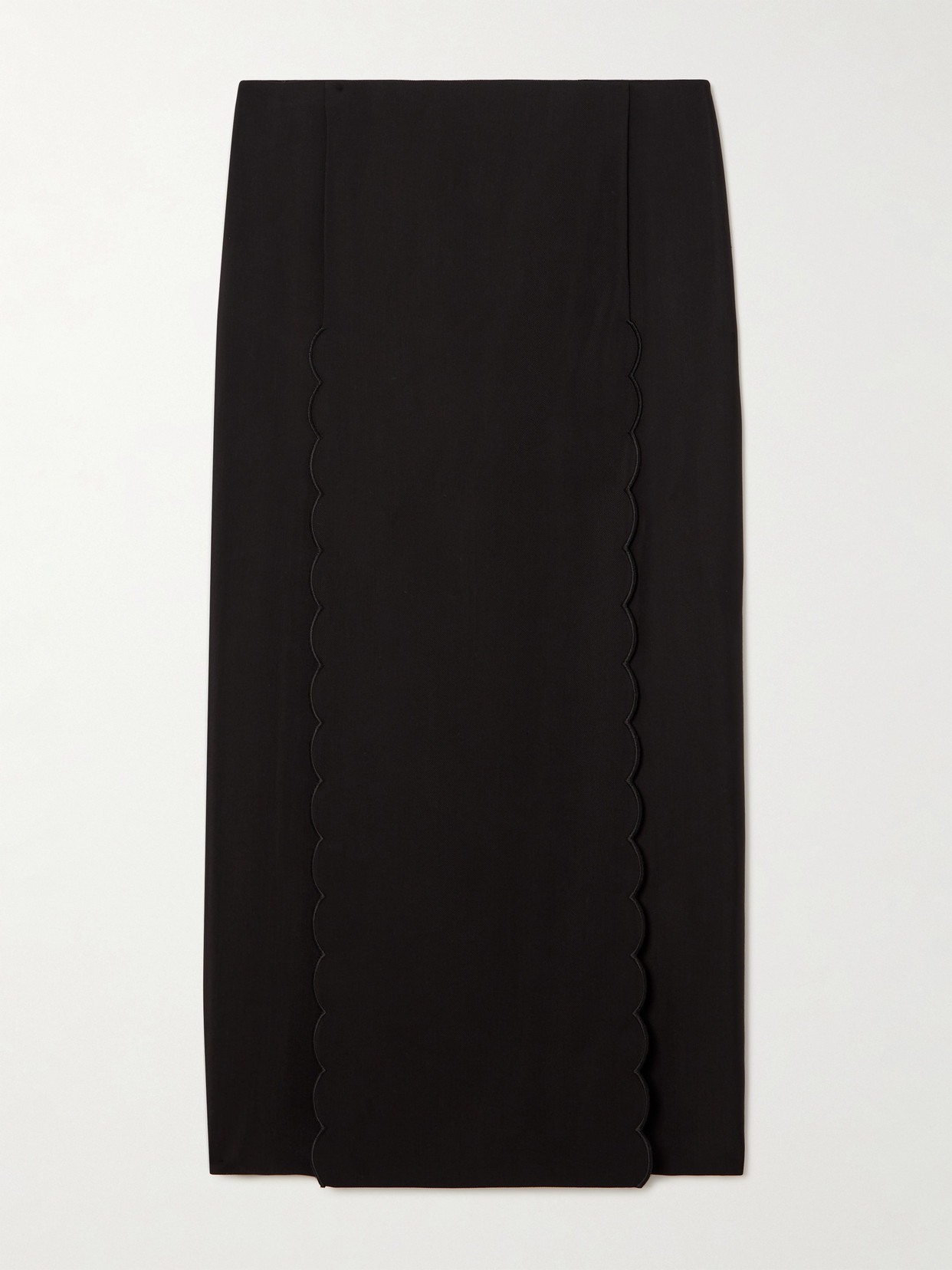 Chloé Scalloped Twill Midi Skirt In Black