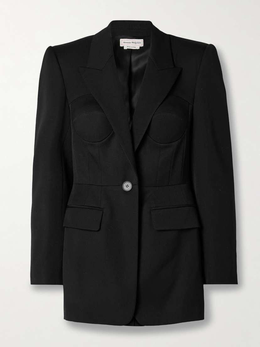 Alexander McQueen Grain De Poudre Wool Blazer