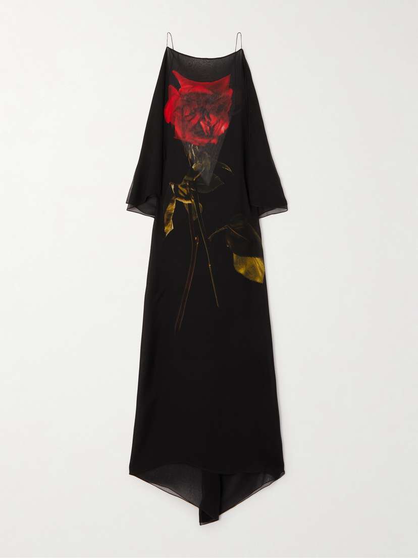 Alexander McQueen Open-back Floral-print Silk-chiffon Maxi Dress