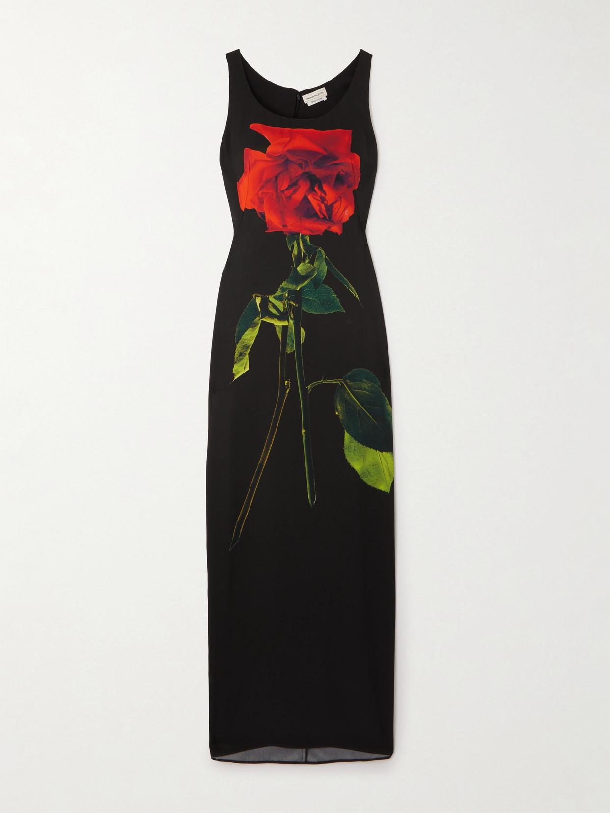 Shop Alexander Mcqueen Floral-print Silk-satin Maxi Dress In Black