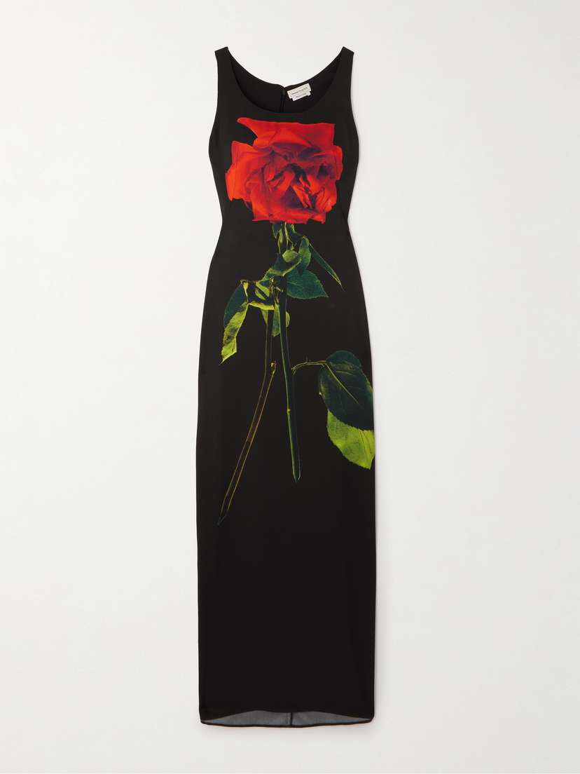Alexander McQueen Floral-print Silk-satin Maxi Dress