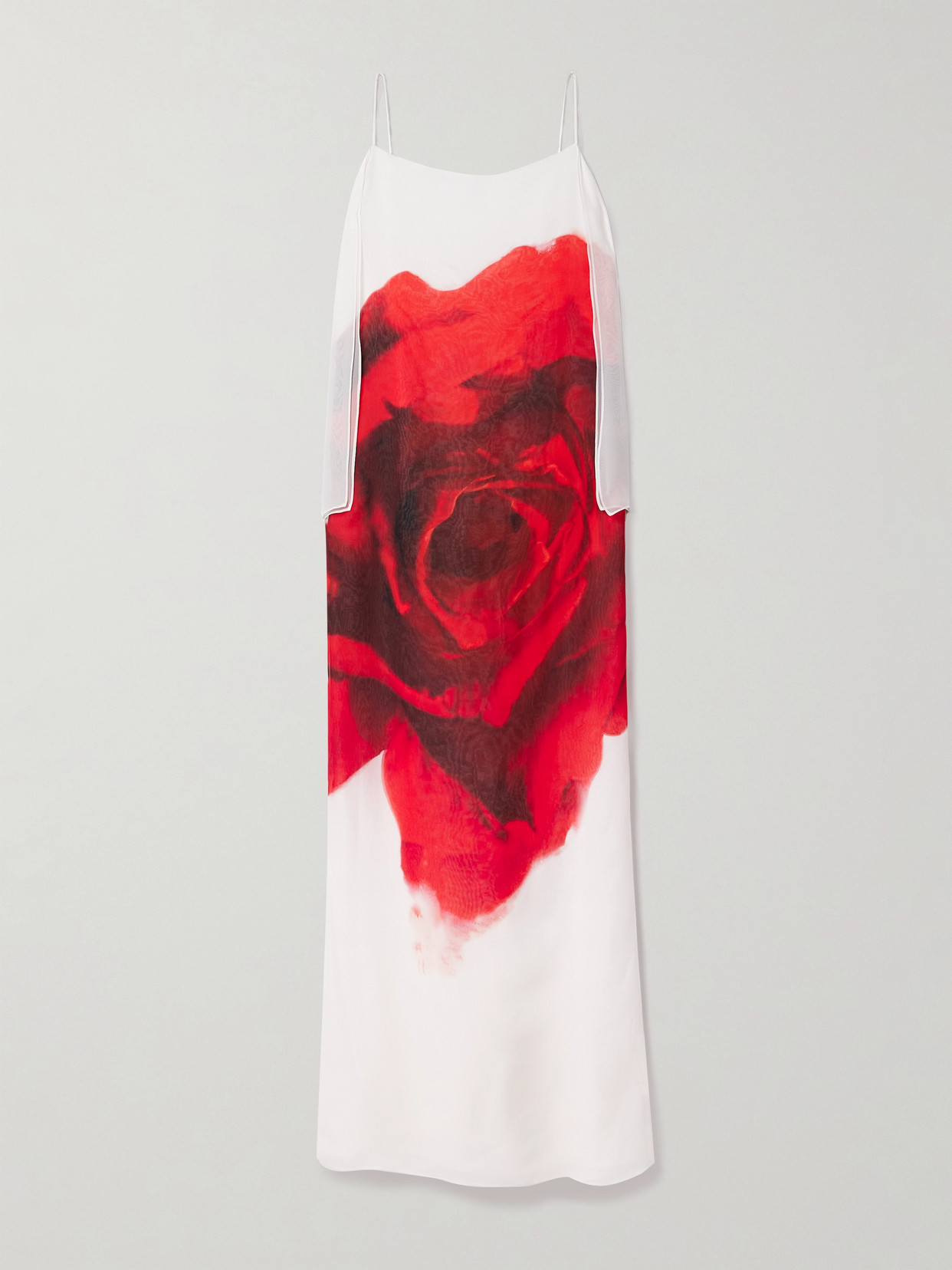 Shop Alexander Mcqueen Draped Printed Silk-chiffon Maxi Dress In White