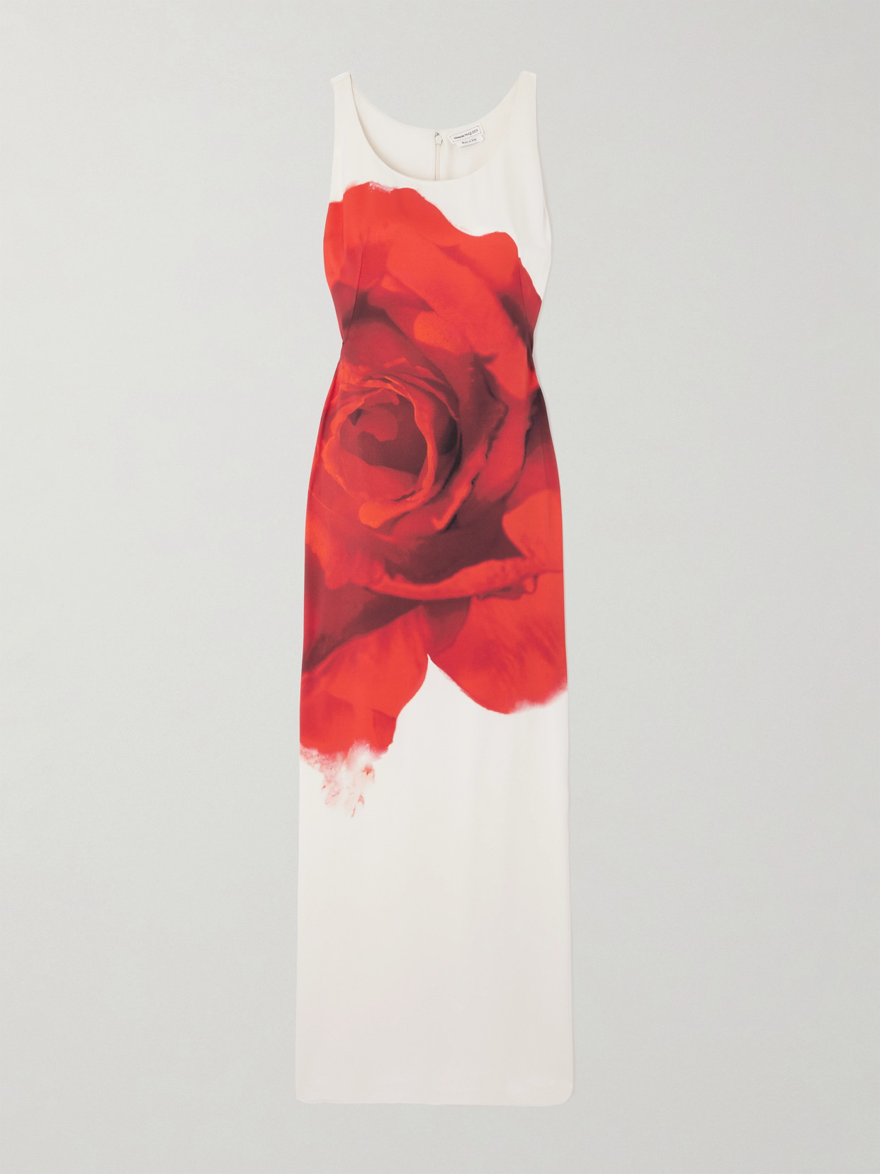 Alexander Mcqueen Floral-print Silk-satin Maxi Dress In White