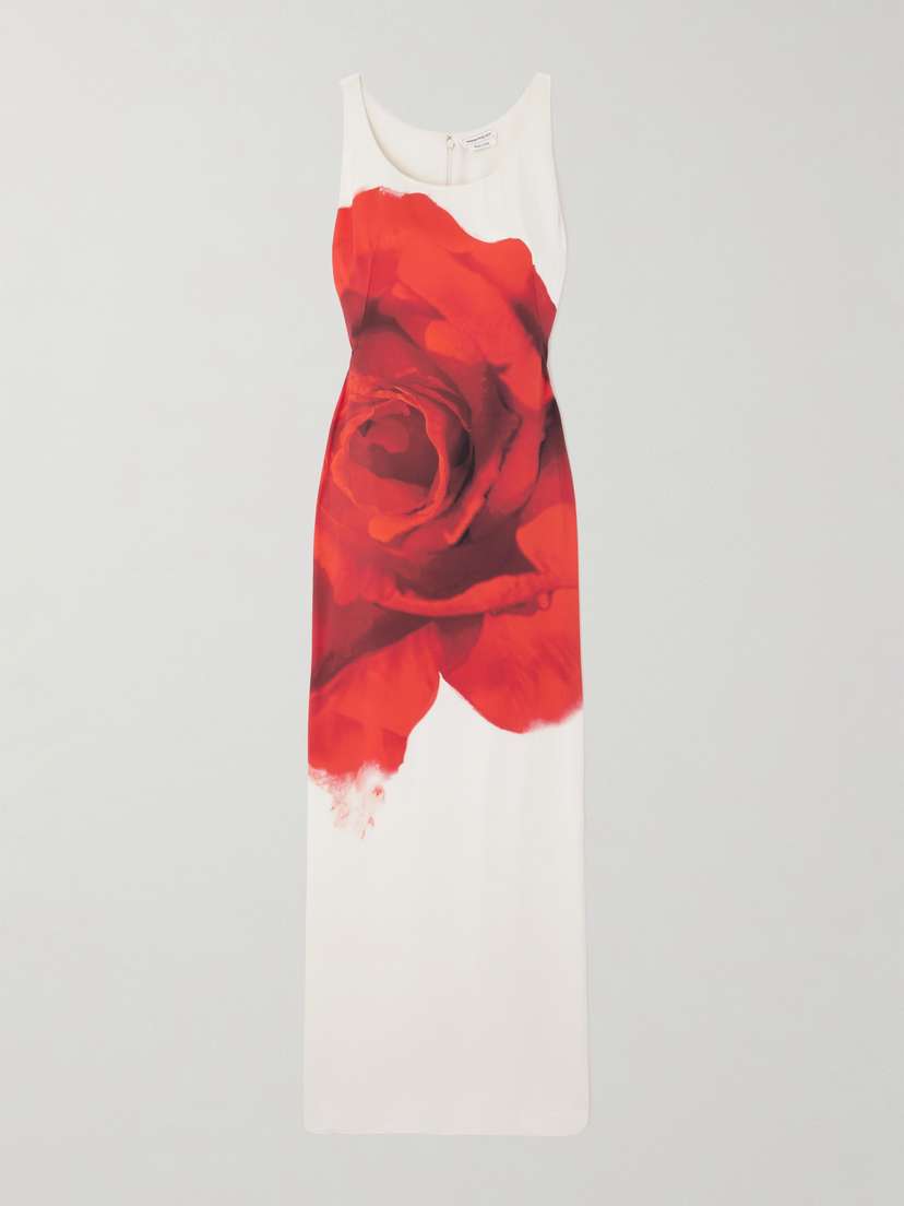 McQueen Floral-print Silk-satin Maxi Dress