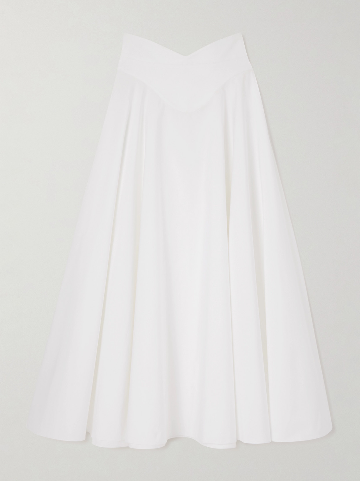 Alexander Mcqueen Pleated Cotton-poplin Midi Skirt In White