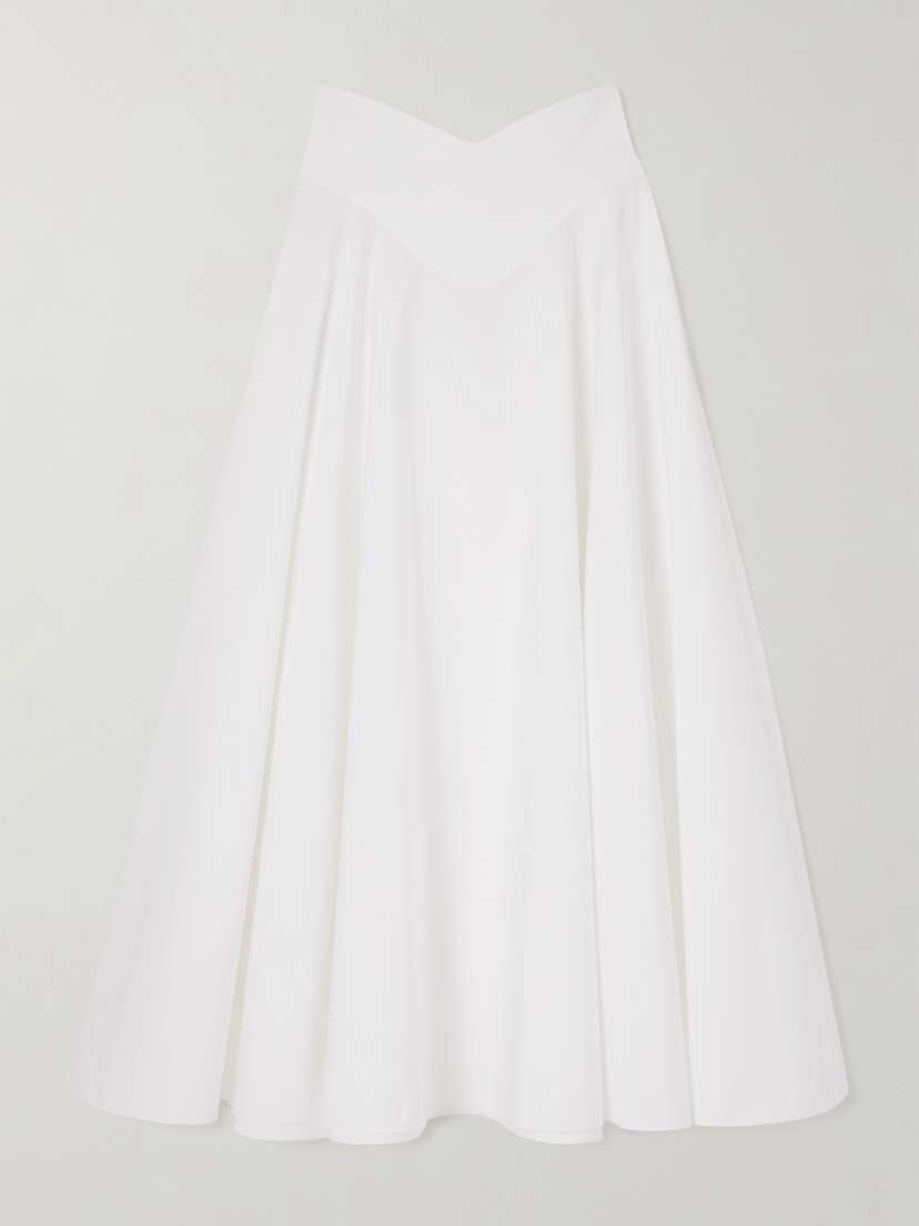 McQueen Pleated Cotton-poplin Midi Skirt