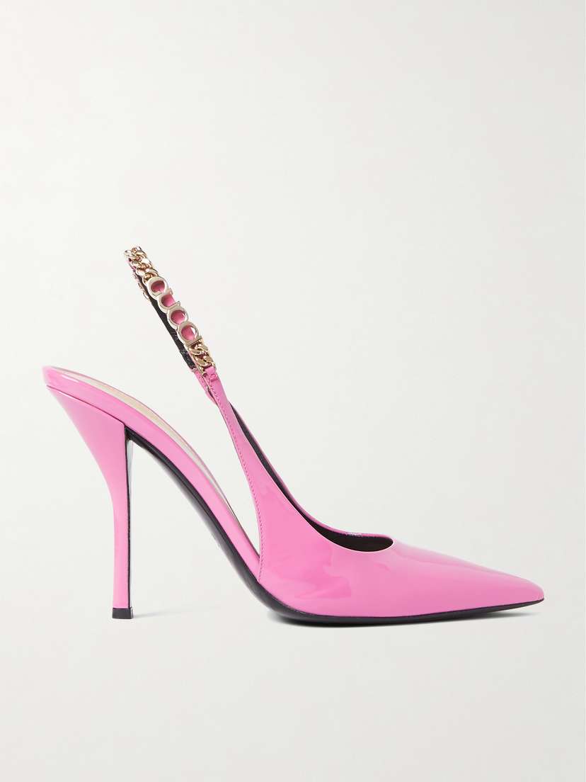 Gucci Signoria Embellished Patent-leather Slingback Pumps
