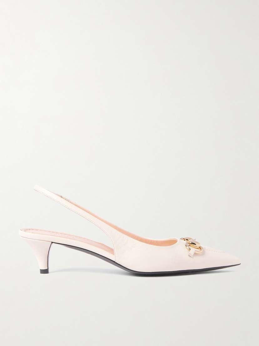 Gucci Erin Horsebit-detailed Leather Slingback Pumps