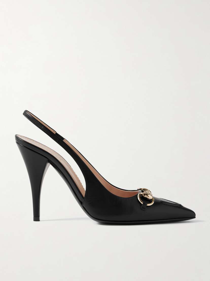 Gucci Erin Horsebit-detailed Leather Slingback Pumps