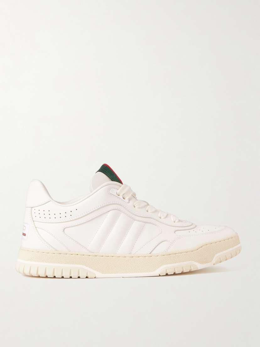 Gucci Re-web Grosgrain-trimmed Leather Sneakers
