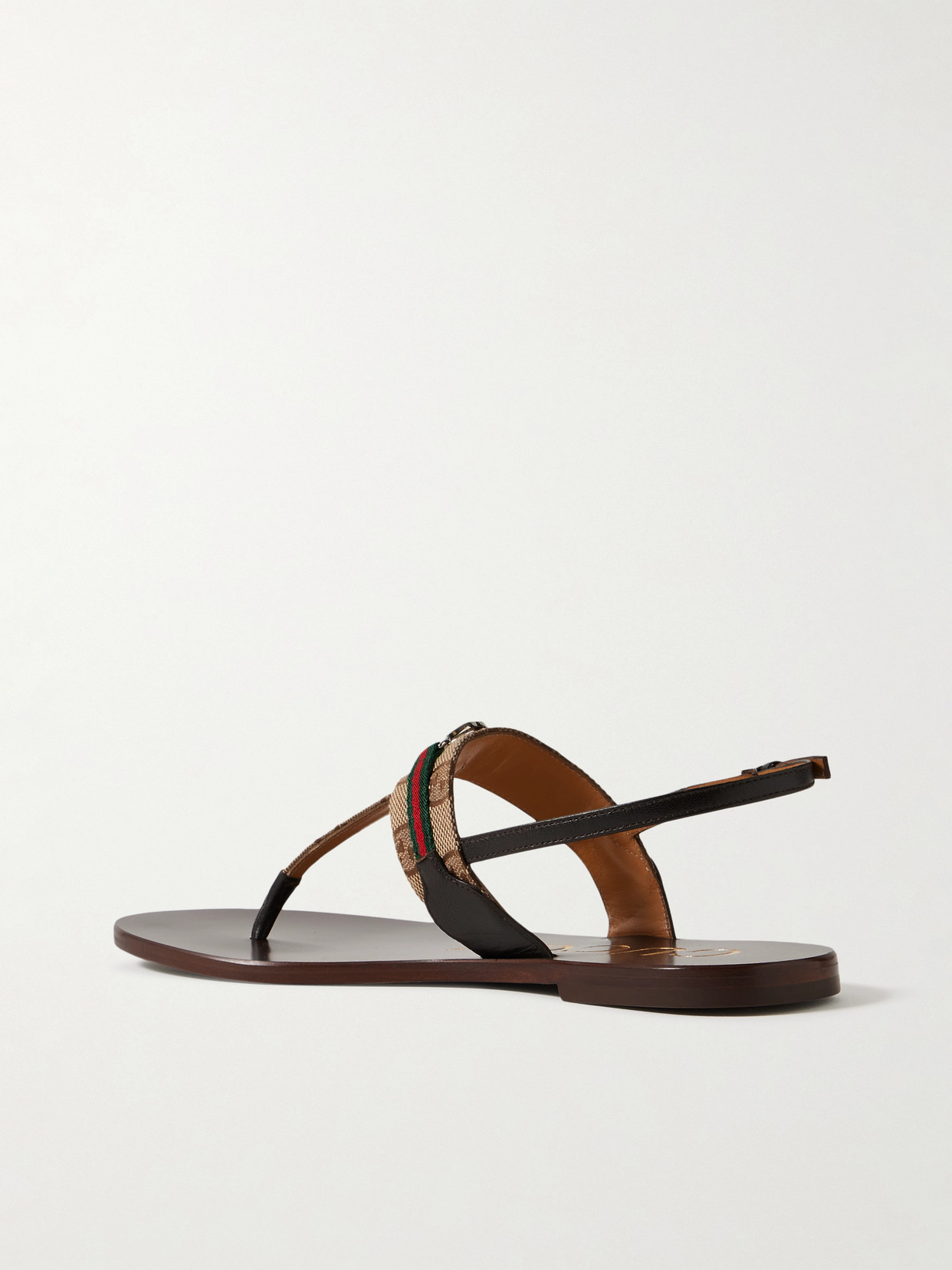 Kika Logo-Embellished Webbing And Leather-Trimmed Canvas-Jacquard Sandals