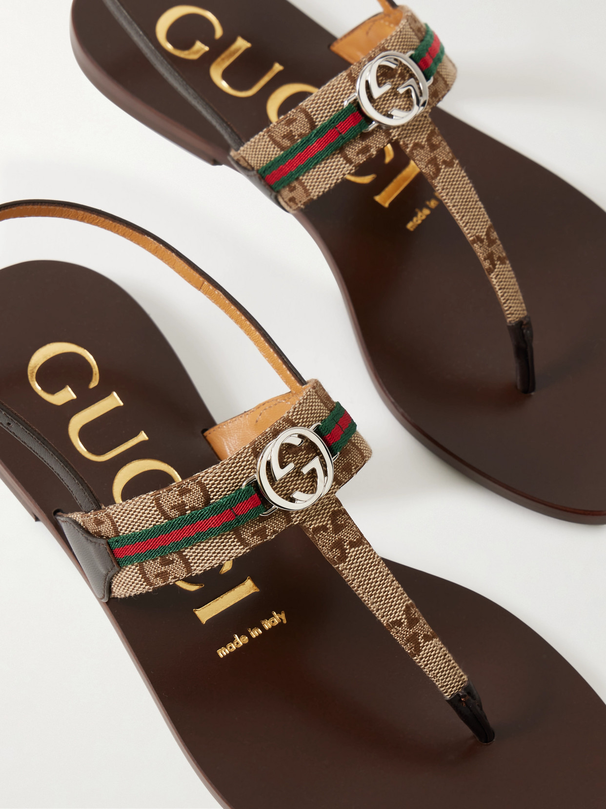 Kika Logo-Embellished Webbing And Leather-Trimmed Canvas-Jacquard Sandals