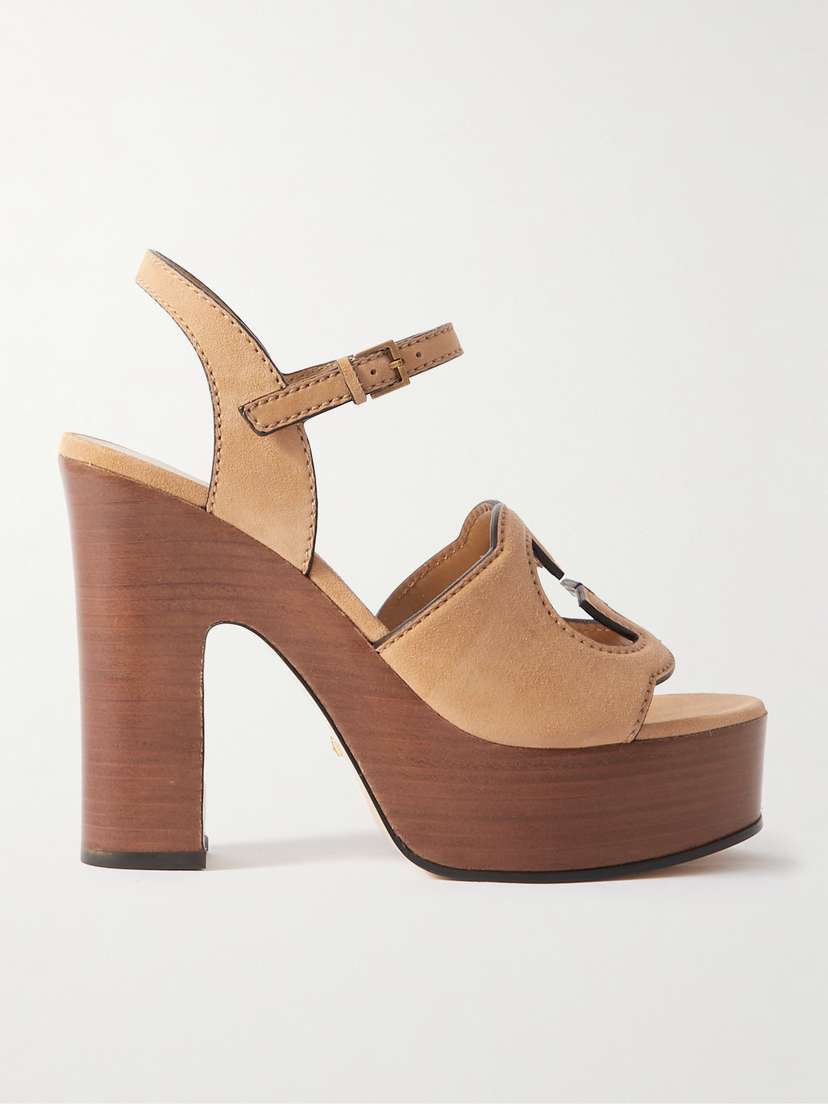 Gucci Cutout Suede Platform Sandals