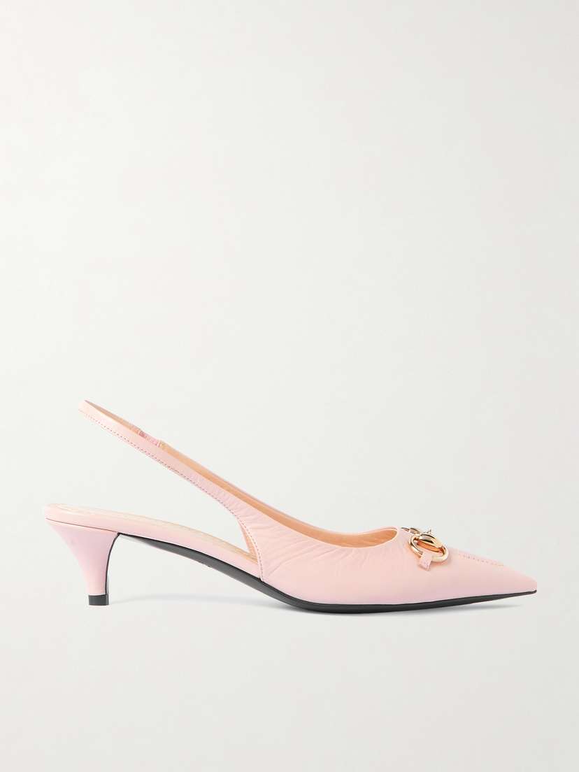 Gucci Erin Horsebit-detailed Leather Slingback Pumps