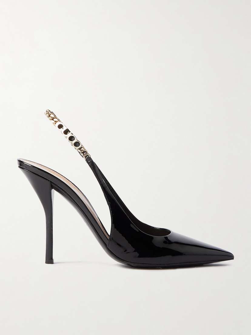 Gucci Signoria Embellished Patent-leather Slingback Pumps