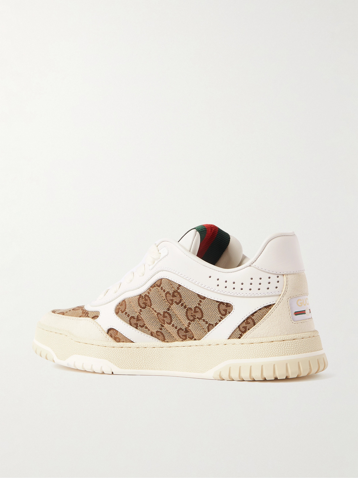 Re-Web Leather And Canvas-Jacquard Sneakers