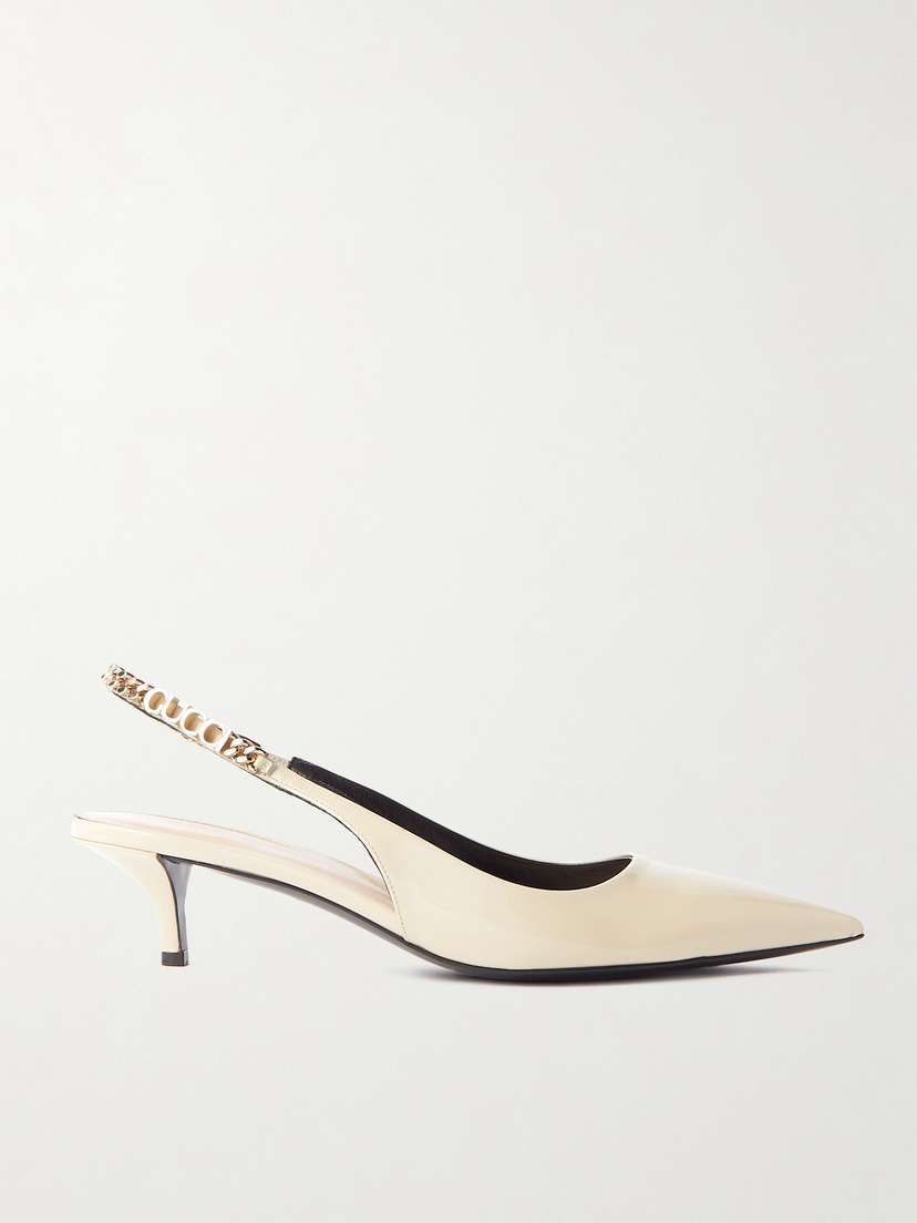Gucci Signoria Embellished Patent-leather Slingback Pumps