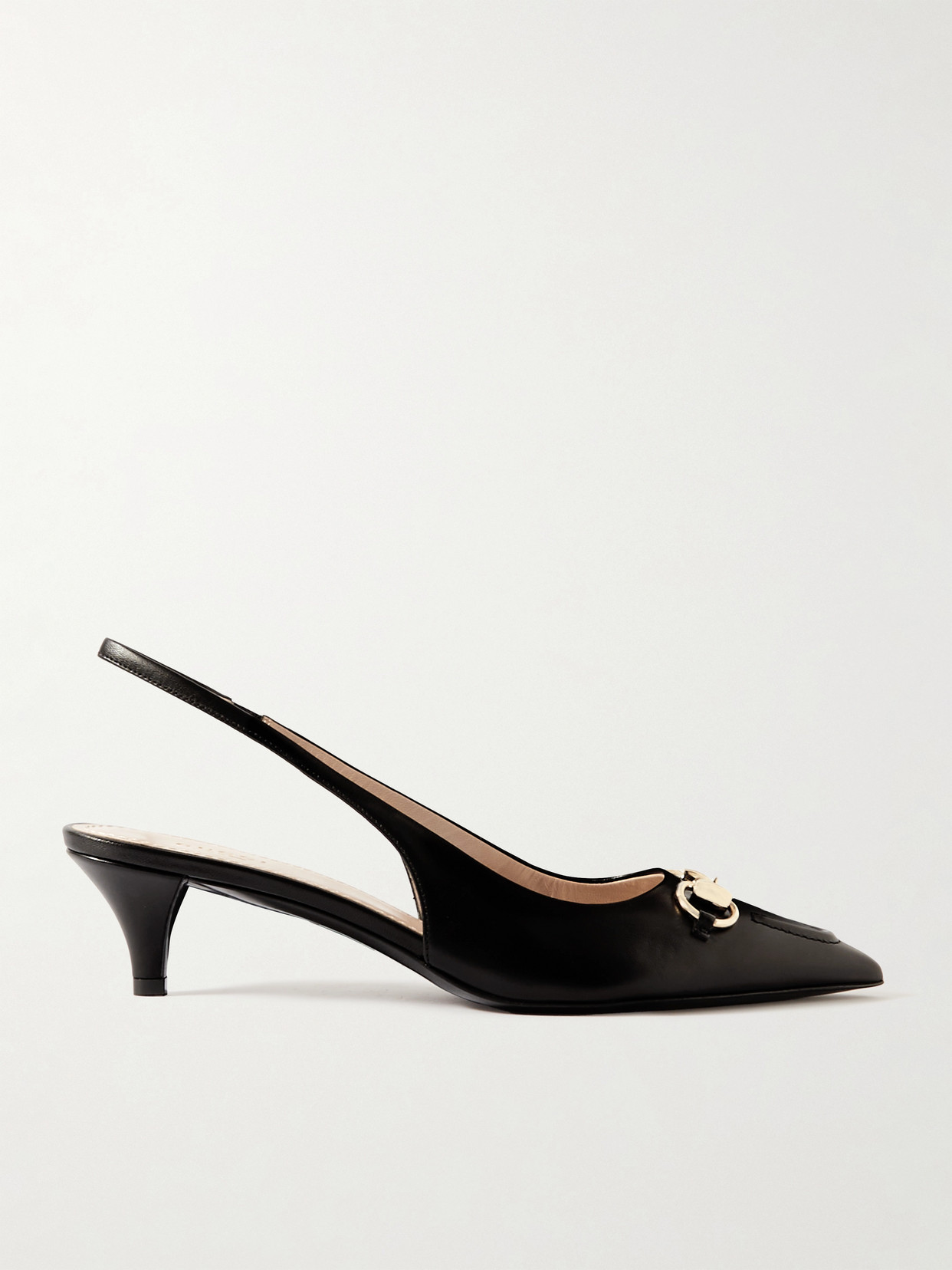 Gucci Erin Horsebit-detailed Leather Slingback Pumps In Black