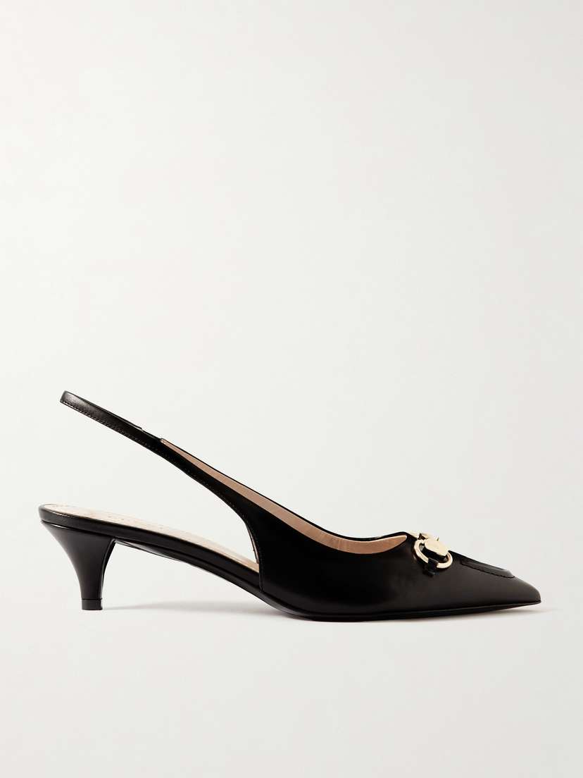 Gucci Erin Horsebit-detailed Leather Slingback Pumps