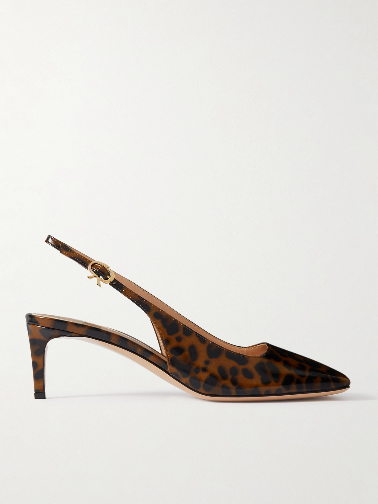 Gianvito Rossi Nuit 55 Leopard-print Glossed-leather Slingback Pumps In Animal Print