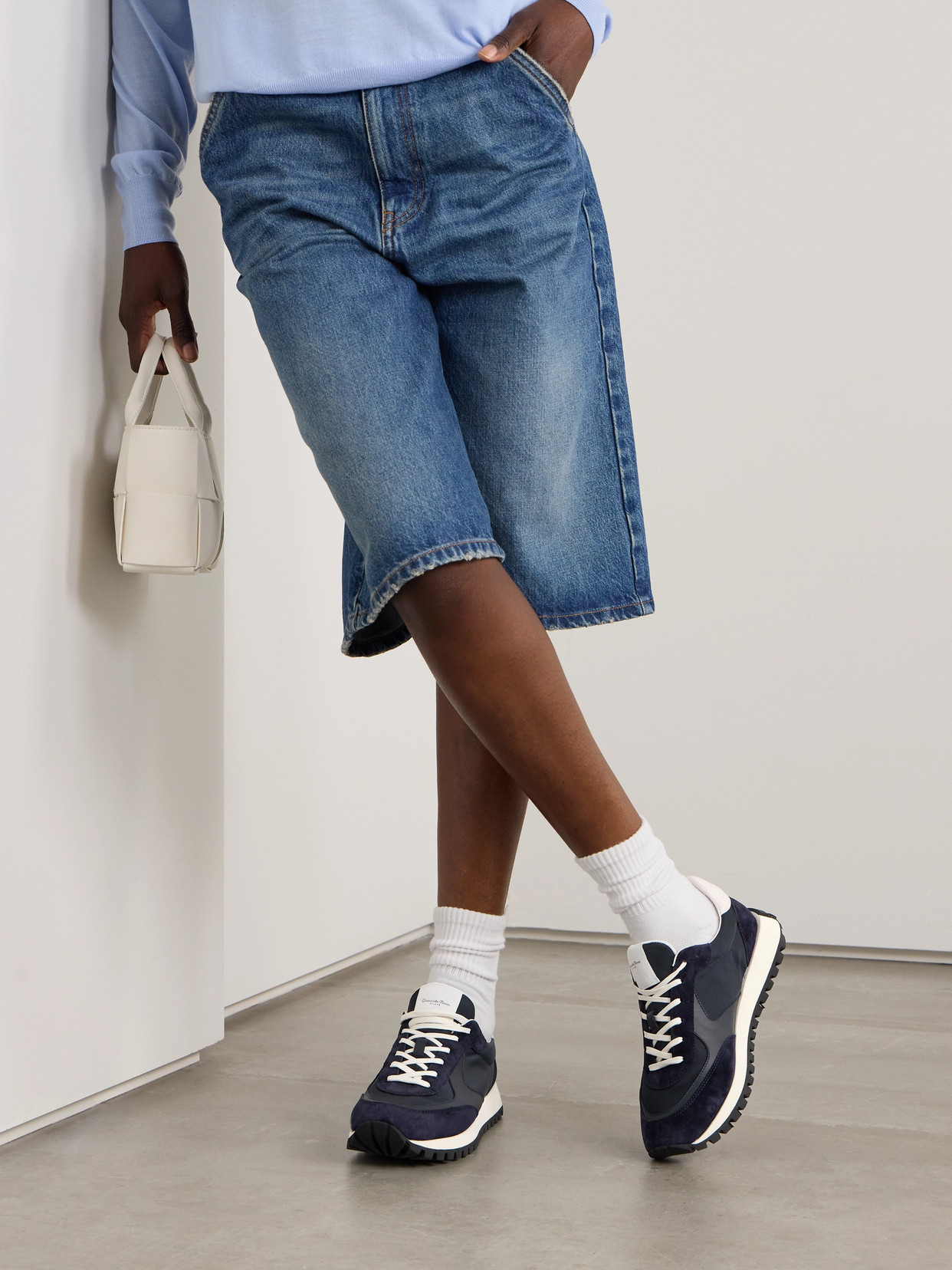 Gianvito Rossi Gravel Suede, Leather And Shell Sneakers In Blue