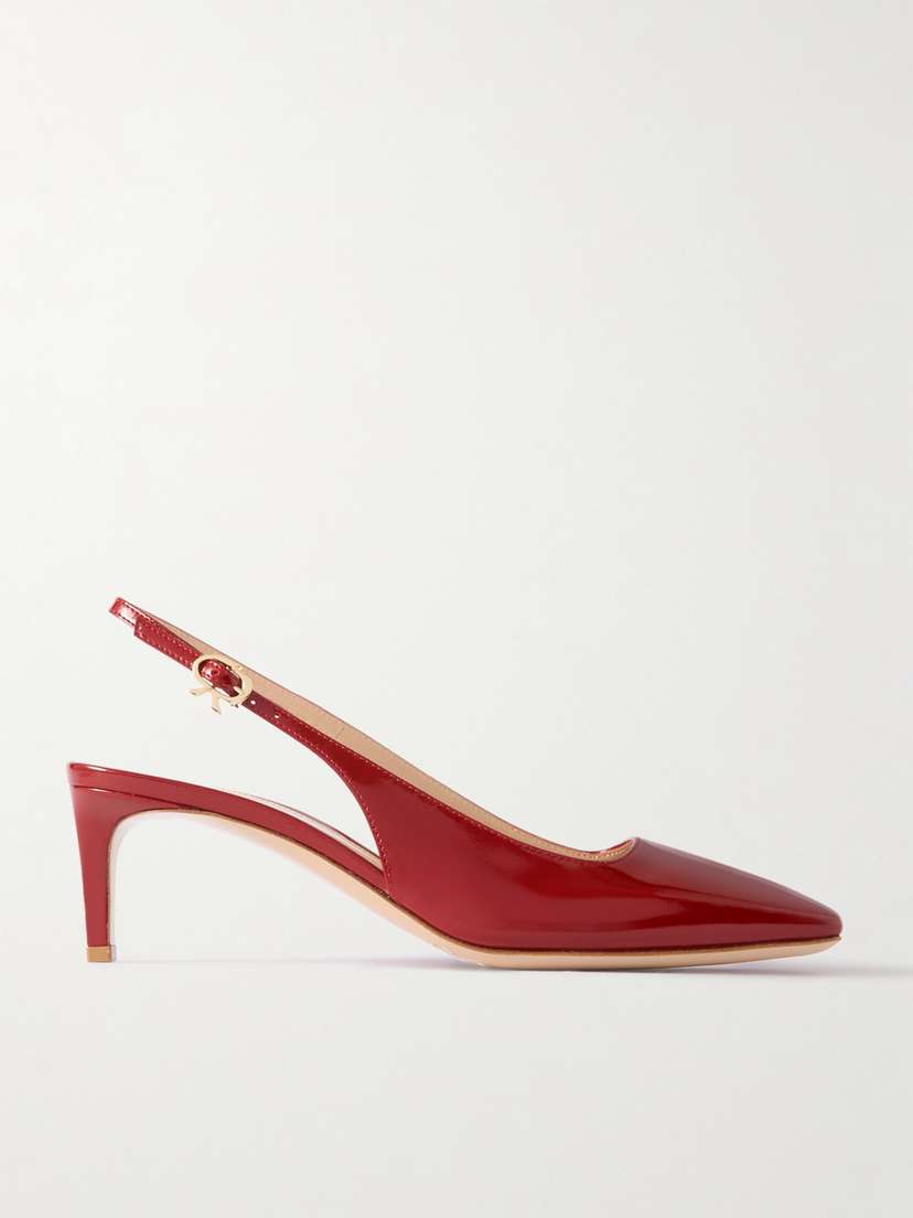Gianvito Rossi Nuit 55 Glossed-leather Slingback Pumps