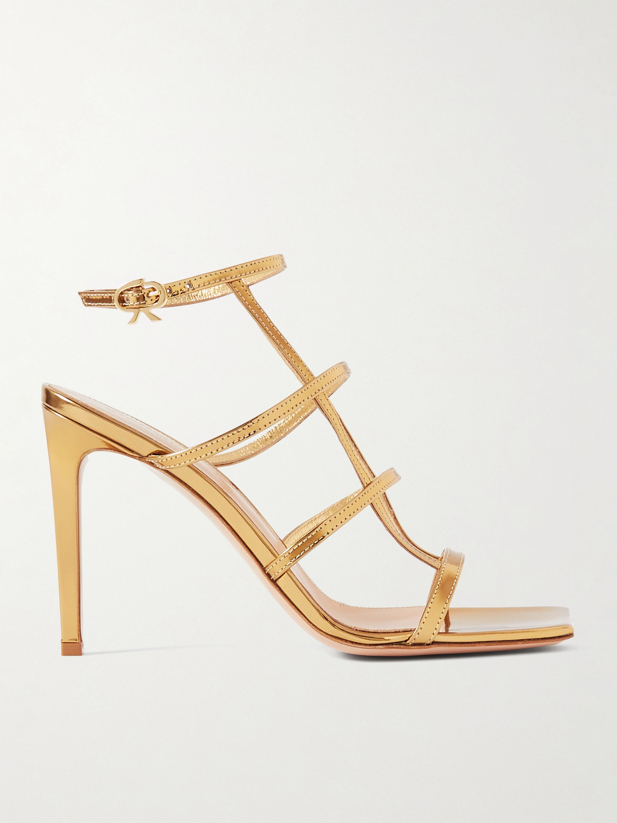 Gianvito Rossi 95 Metallic Leather Sandals In Gold