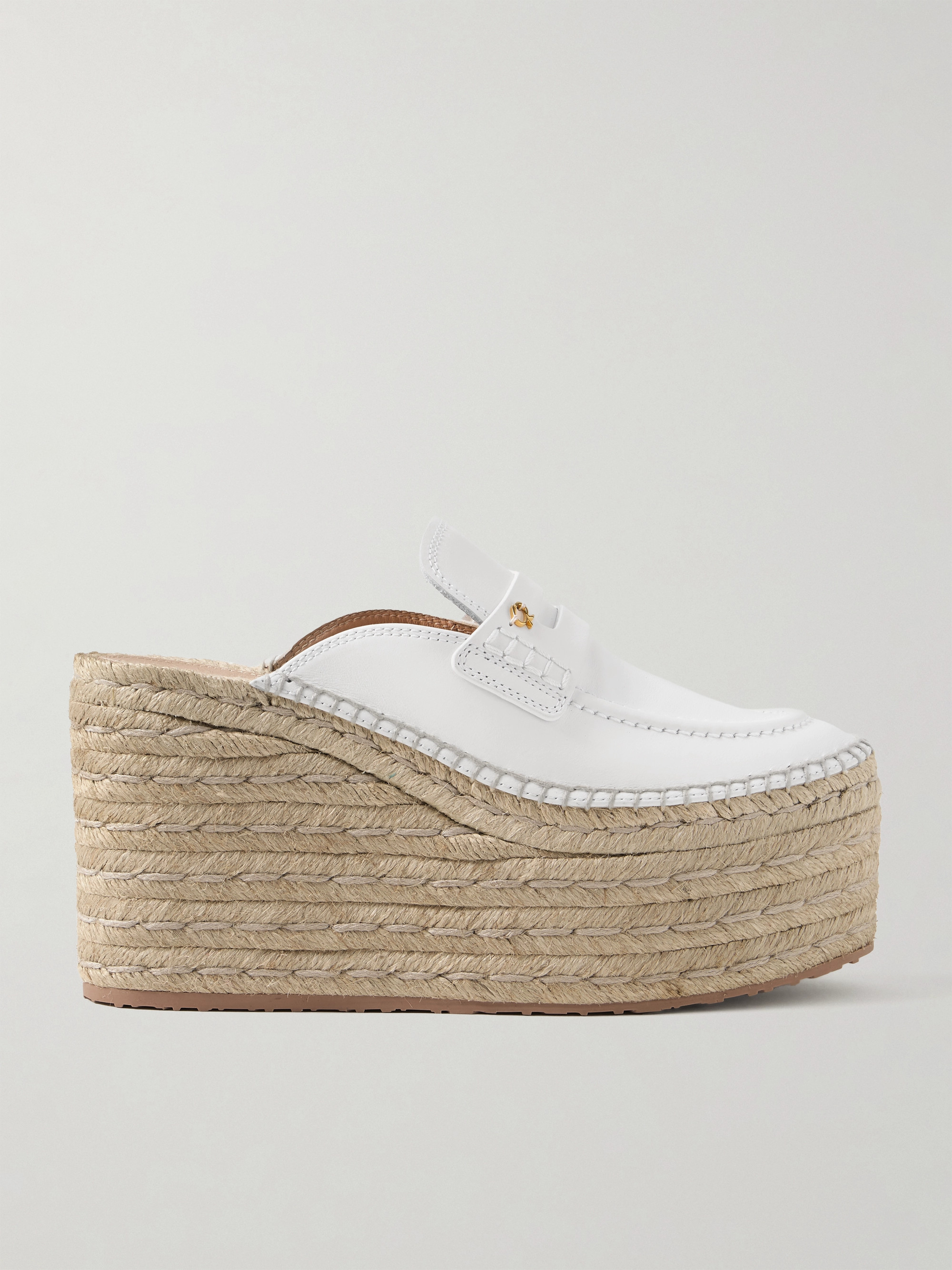 GIANVITO ROSSI Maxilla 45 leather platform wedge loafers