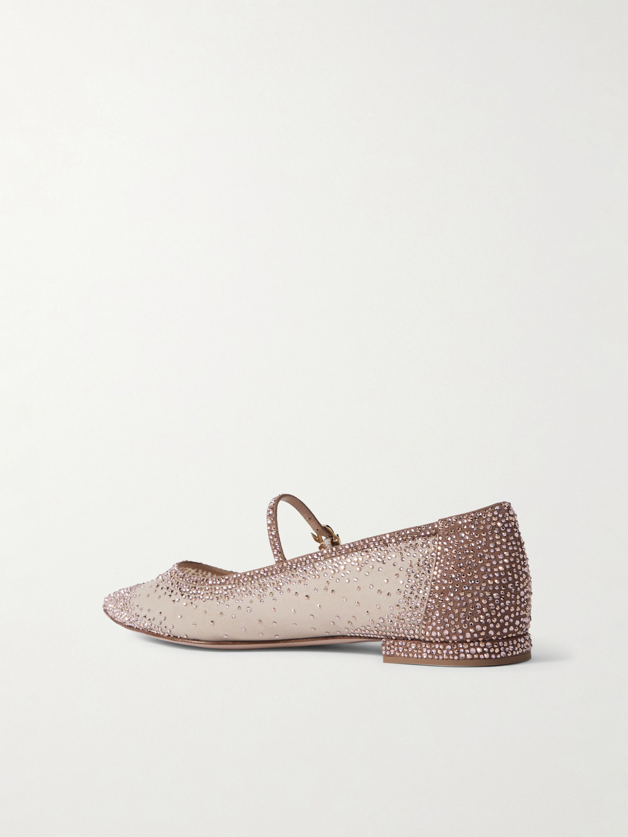 Rania Crystal-Embellished Suede-Trimmed Organza Ballet Flats