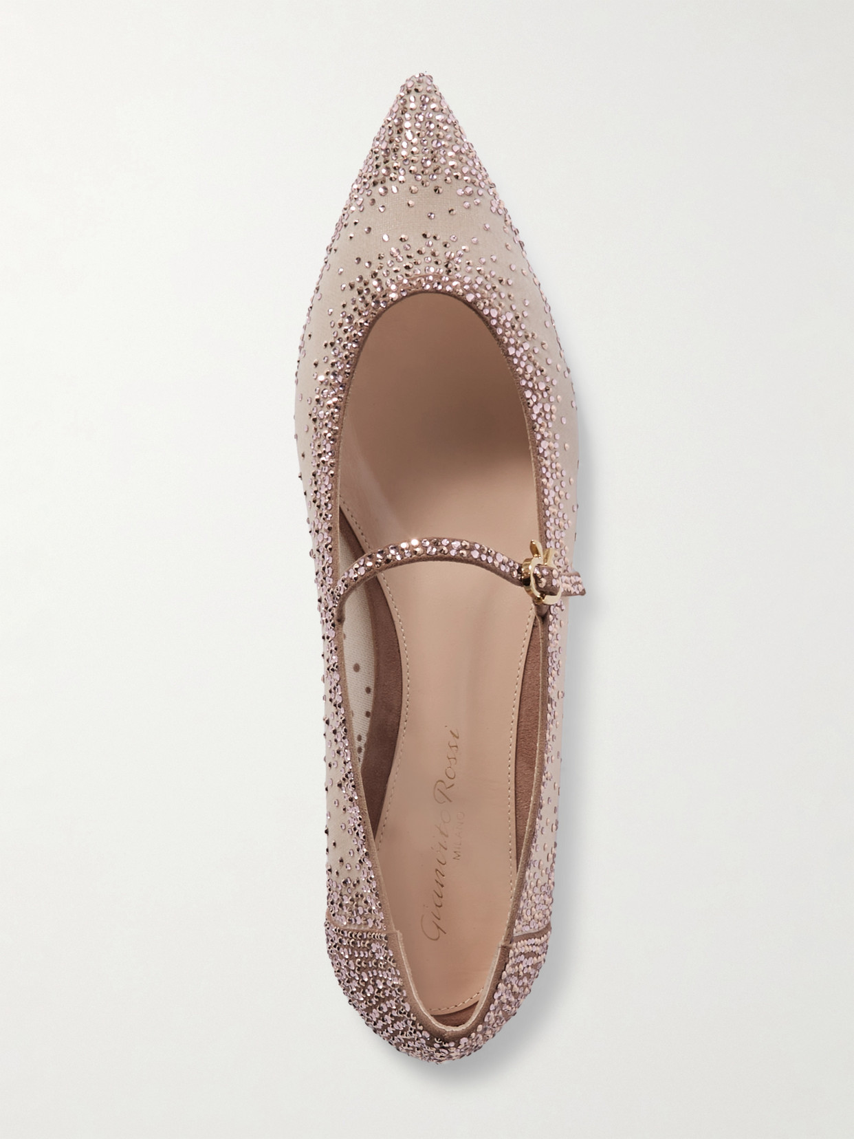 Rania Crystal-Embellished Suede-Trimmed Organza Ballet Flats