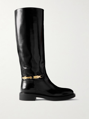 GIANVITO ROSSI Buckle-embellished glossed-leather boots
