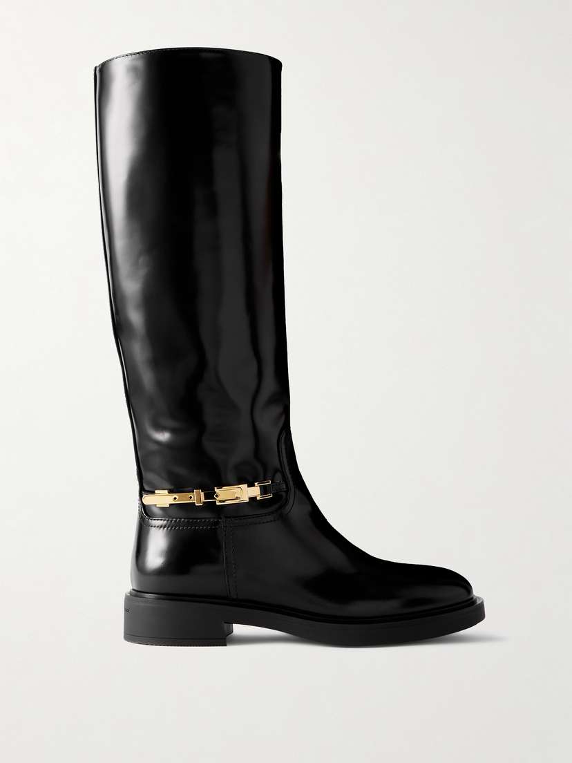Gianvito Rossi Buckle-embellished Glossed-leather Boots