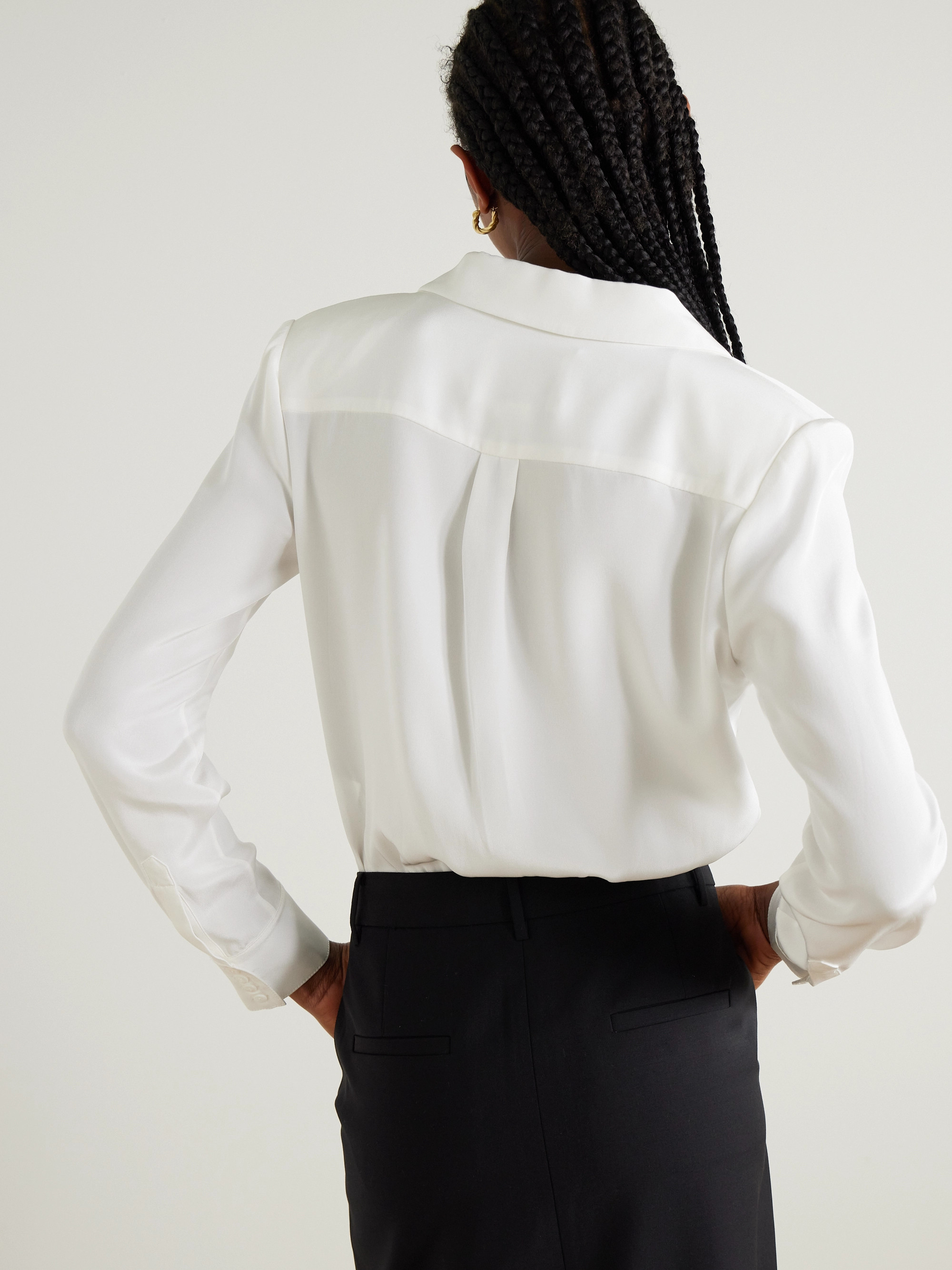 Roland Mouret Gathered silk-satin bodysuit thumbnail
