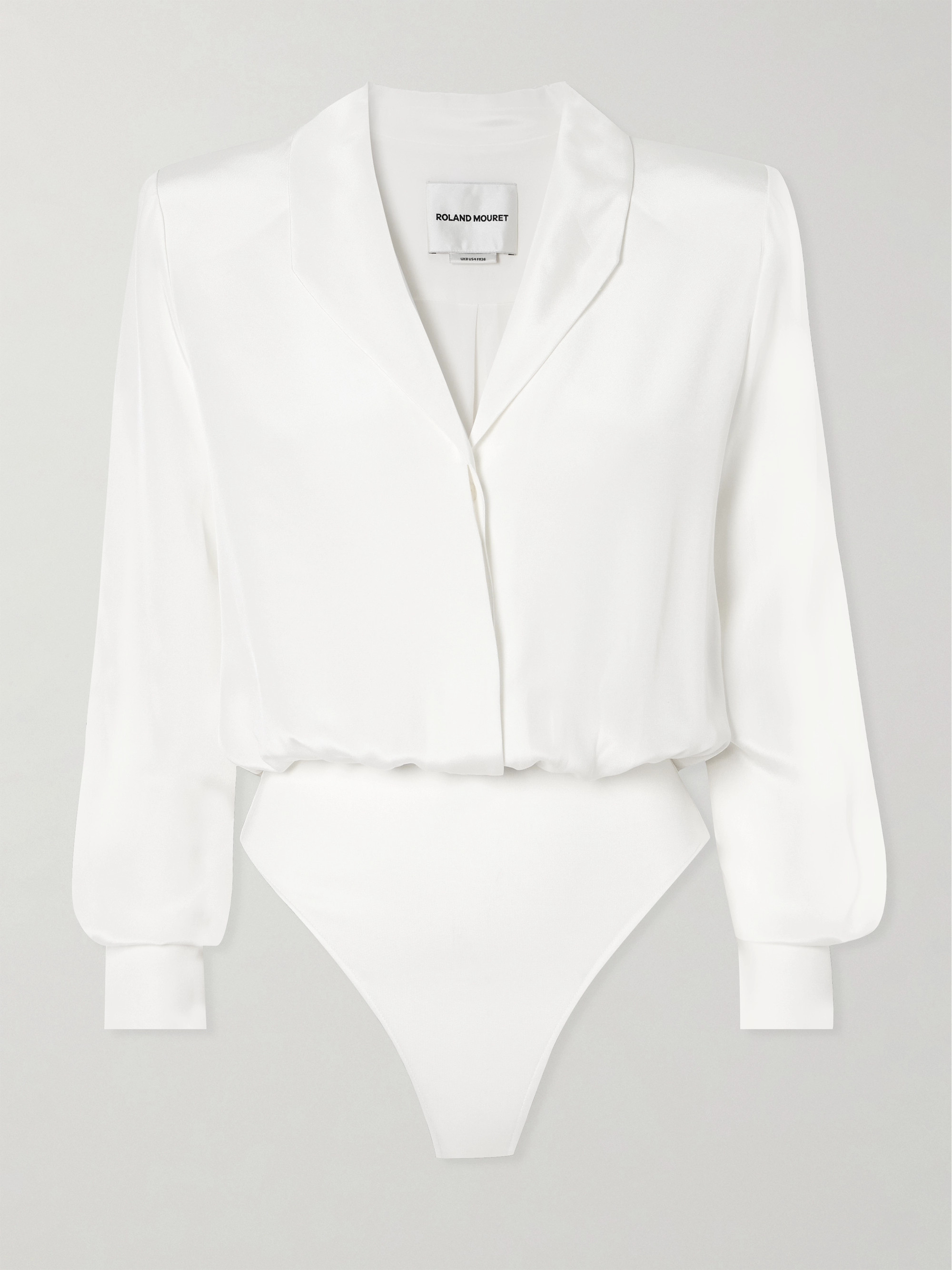 Roland Mouret Gathered silk-satin bodysuit thumbnail